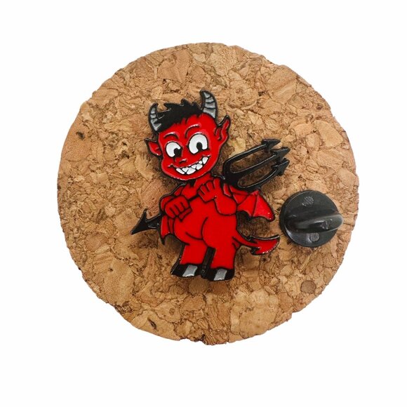 ✨Hell Devil Imp Enamel Pins Red Fire Head Vampire Badge Brooch New - Picture 2 of 6